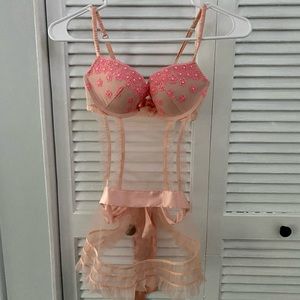 VS Victoria’s Secret pink lingerie with bow tie